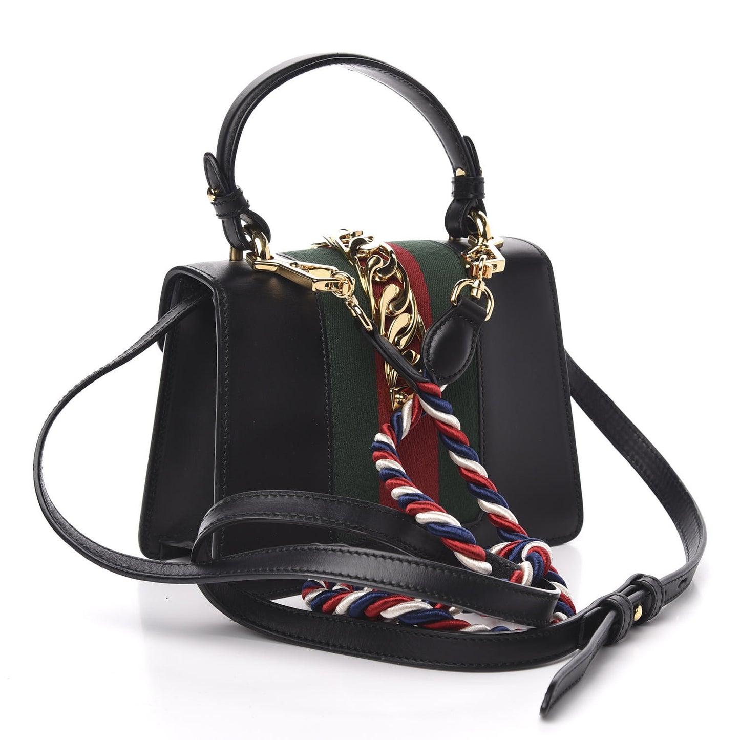 Calfskin Mini Sylvie Top Handle Bag Black
