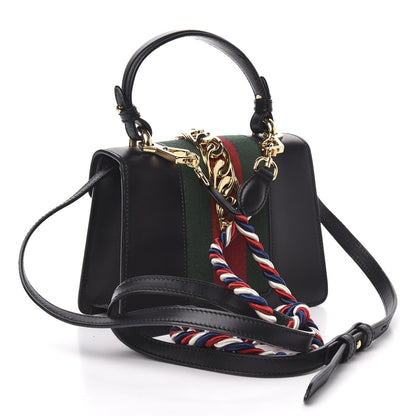Gucci Calfskin Mini Sylvie Top Handle Bag Black 3 of 11