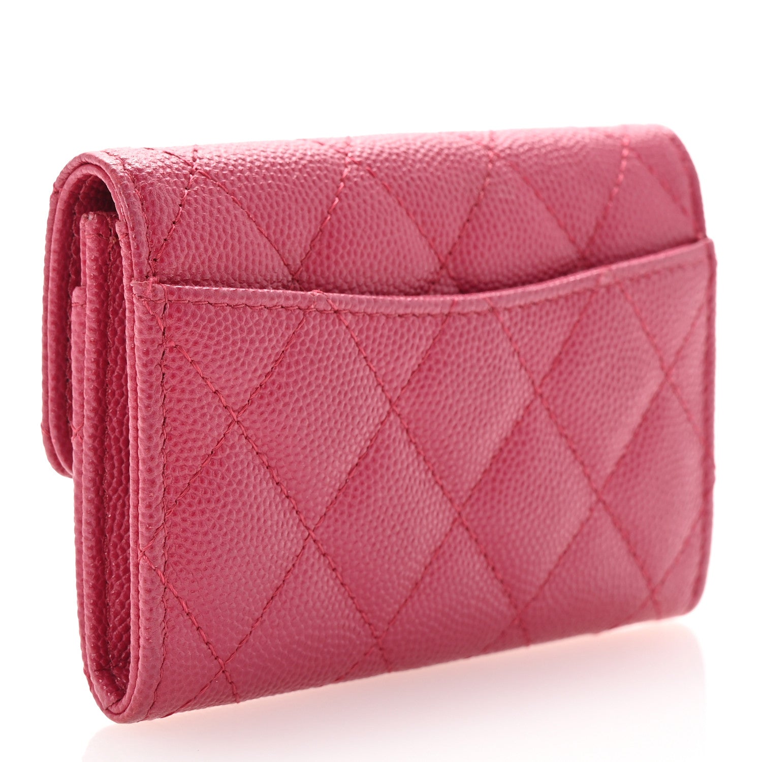 Chanel Caviar Quilted Flap Card Holder Wallet Dark Pink 3 of 8