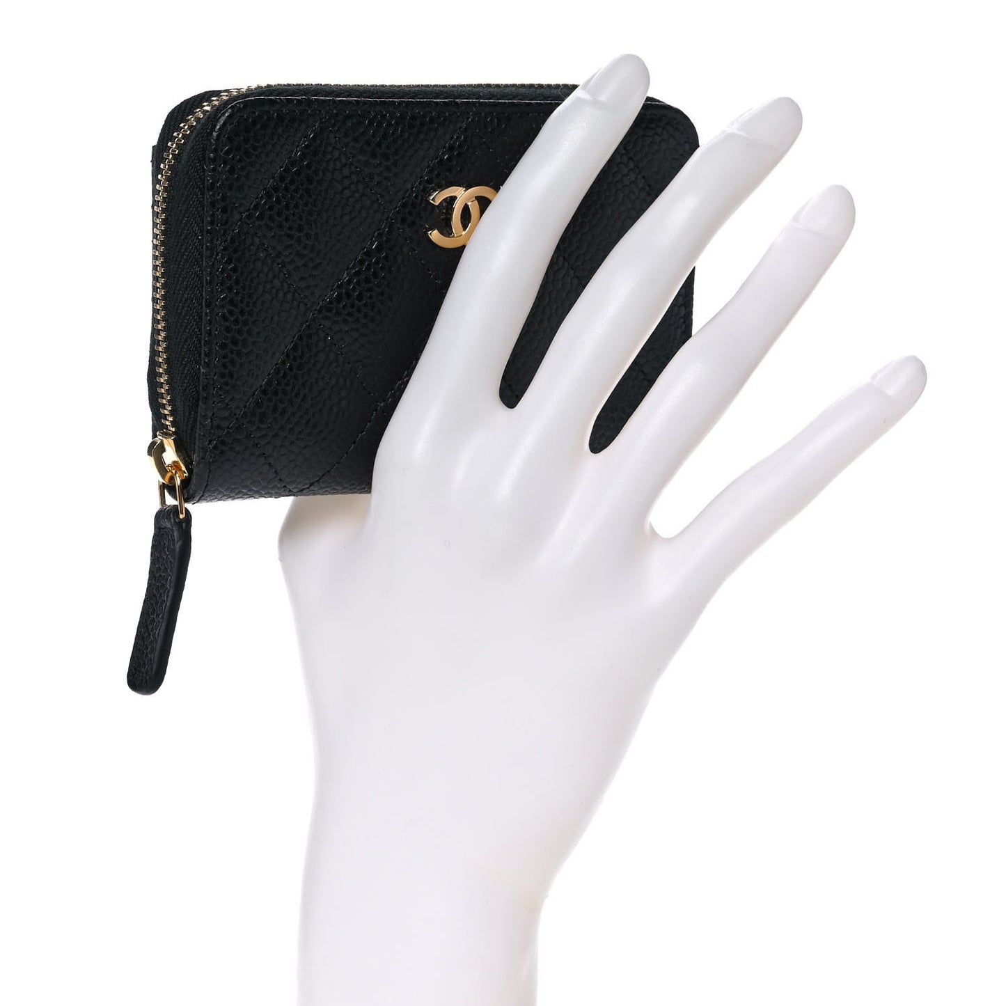 Caviar Quilted Classic Zipped Coin Purse Black