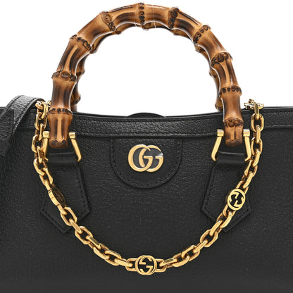 Gucci Textured Dollar Calfskin Web Small Diana Shoulder Bag  Black 9 of 11