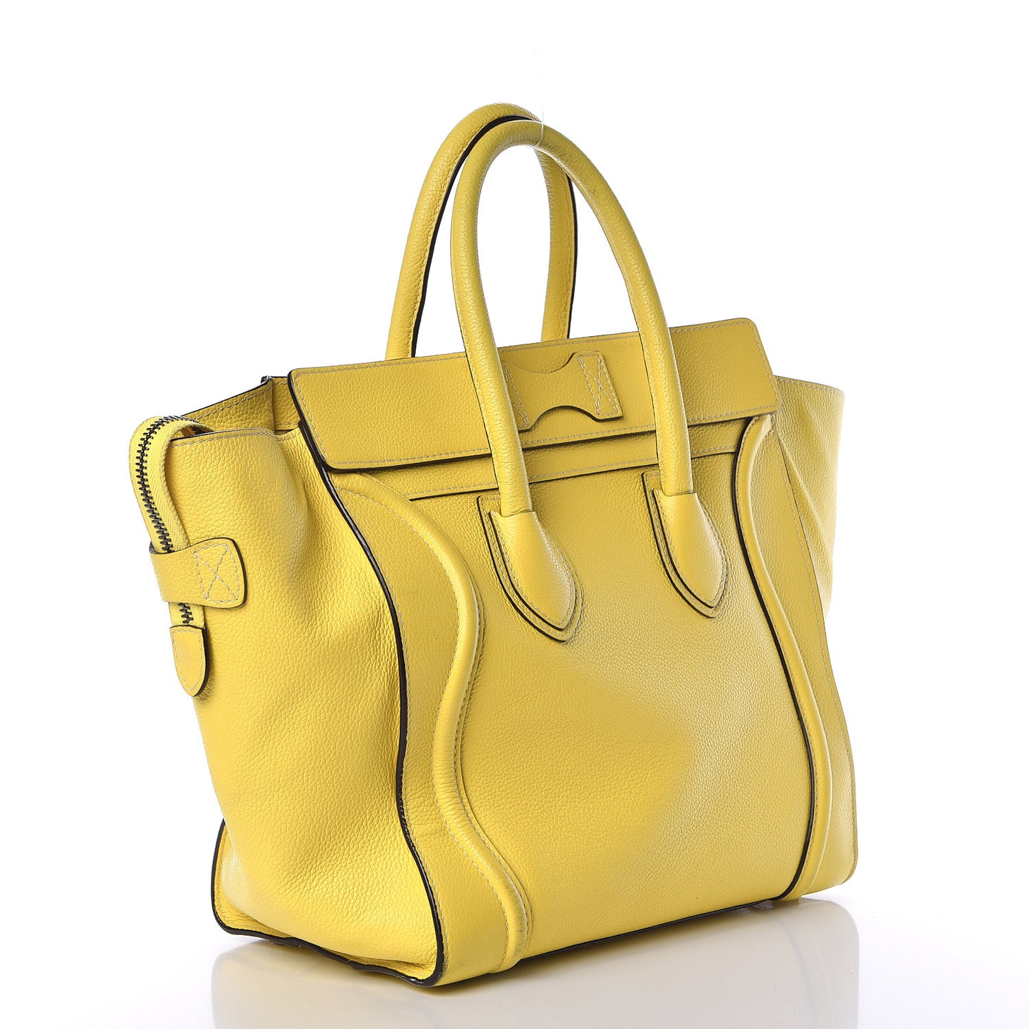 Drummed Calfskin Mini Luggage Citron