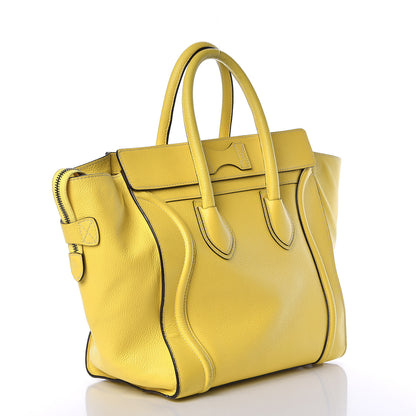Celine Drummed Calfskin Mini Luggage Citron 3 of 26