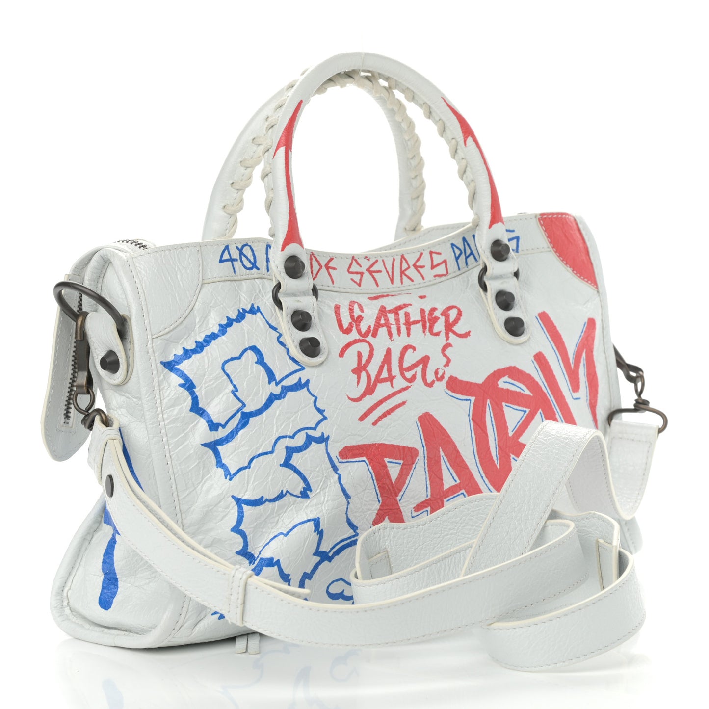 Agneau Graffiti All Over Classic Hardware S City White Bleu Rouge