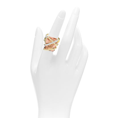 David Yurman 18K Yellow Gold Diamond Morganite 20mm Cable Wrap Ring 54 6.75 2 of 4