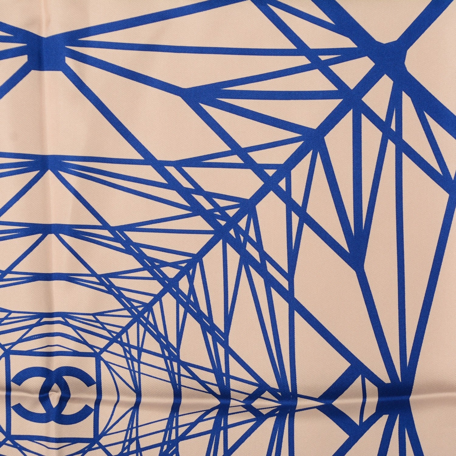 Chanel Silk CC Geometric Scarf Beige Blue 1 of 5