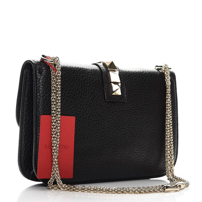 Valentino Garavani Pebbled Calfskin Medium Glam Lock Rockstud Flap Black 3 of 6