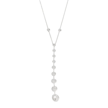 Chopard 18K White Gold Diamond Happy Diamonds Pave Graduated Drop Necklace 1 of 4