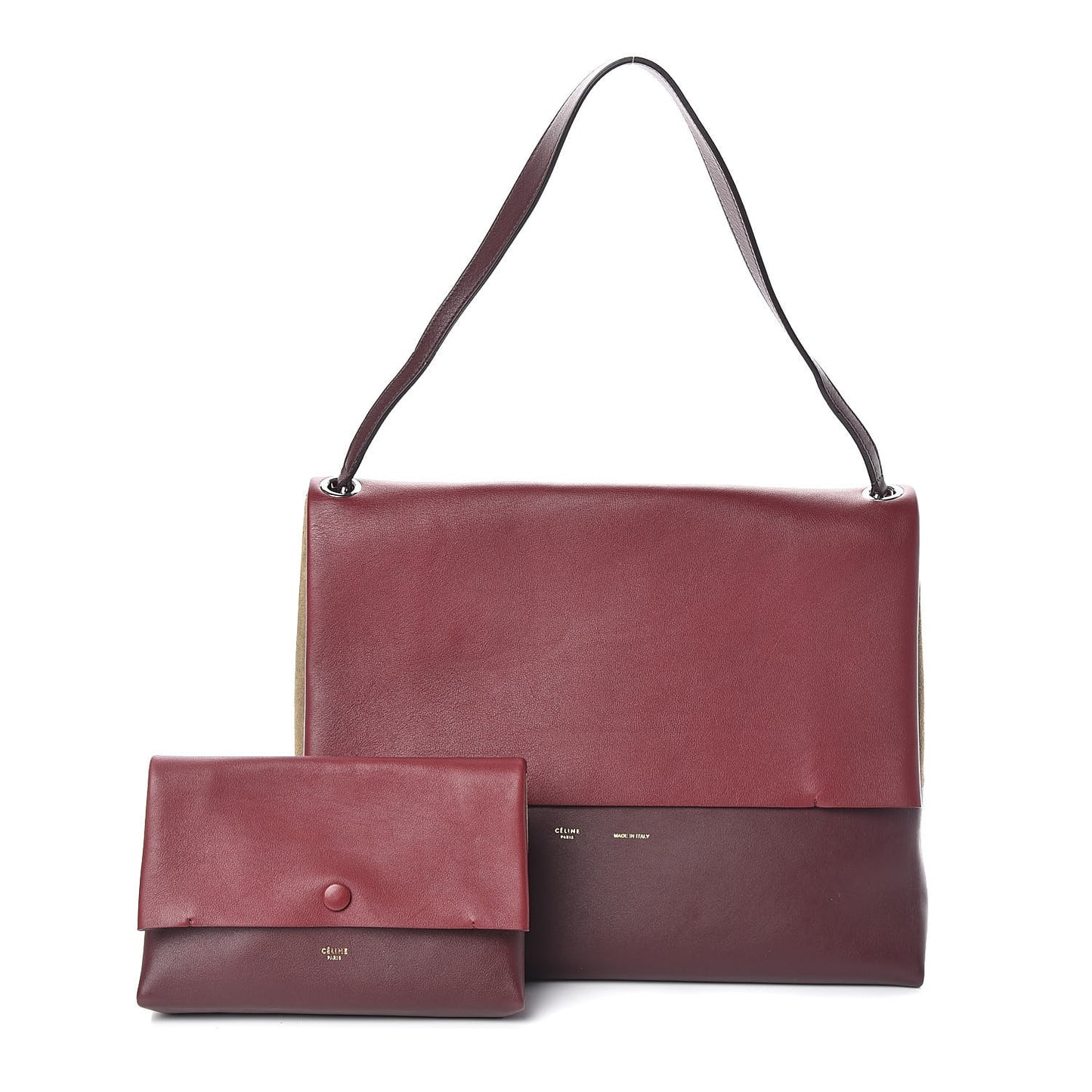 Calfskin Suede All Soft Shoulder Bag Burgundy