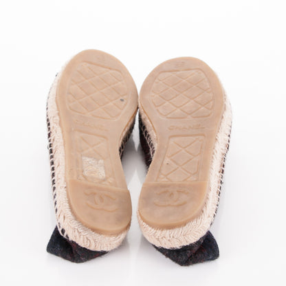 Chanel Flannel CC Espadrilles 40 Navy Dark Red 5 of 10