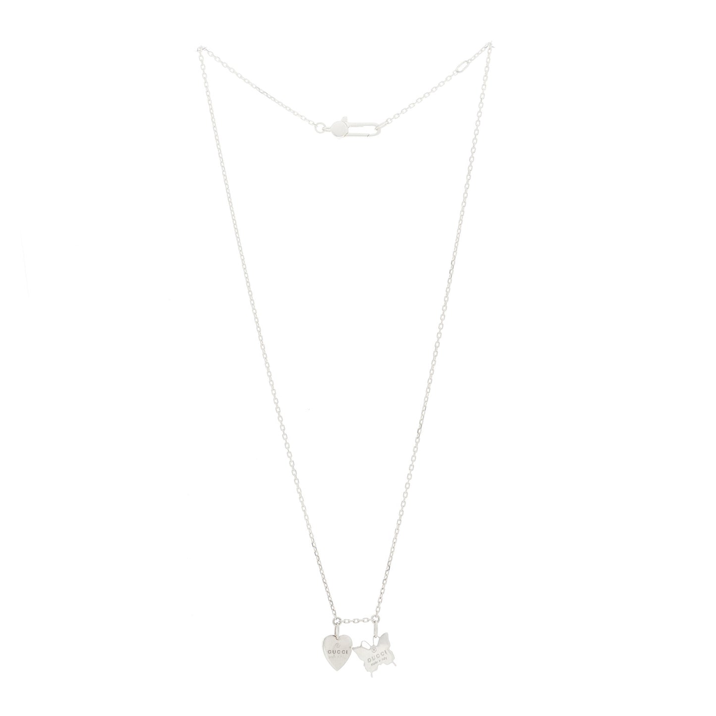 Sterling Silver Trademark Butterfly Heart Charm Pendant Necklace