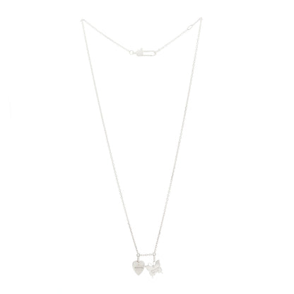 Gucci Sterling Silver Trademark Butterfly Heart Charm Pendant Necklace 2 of 5