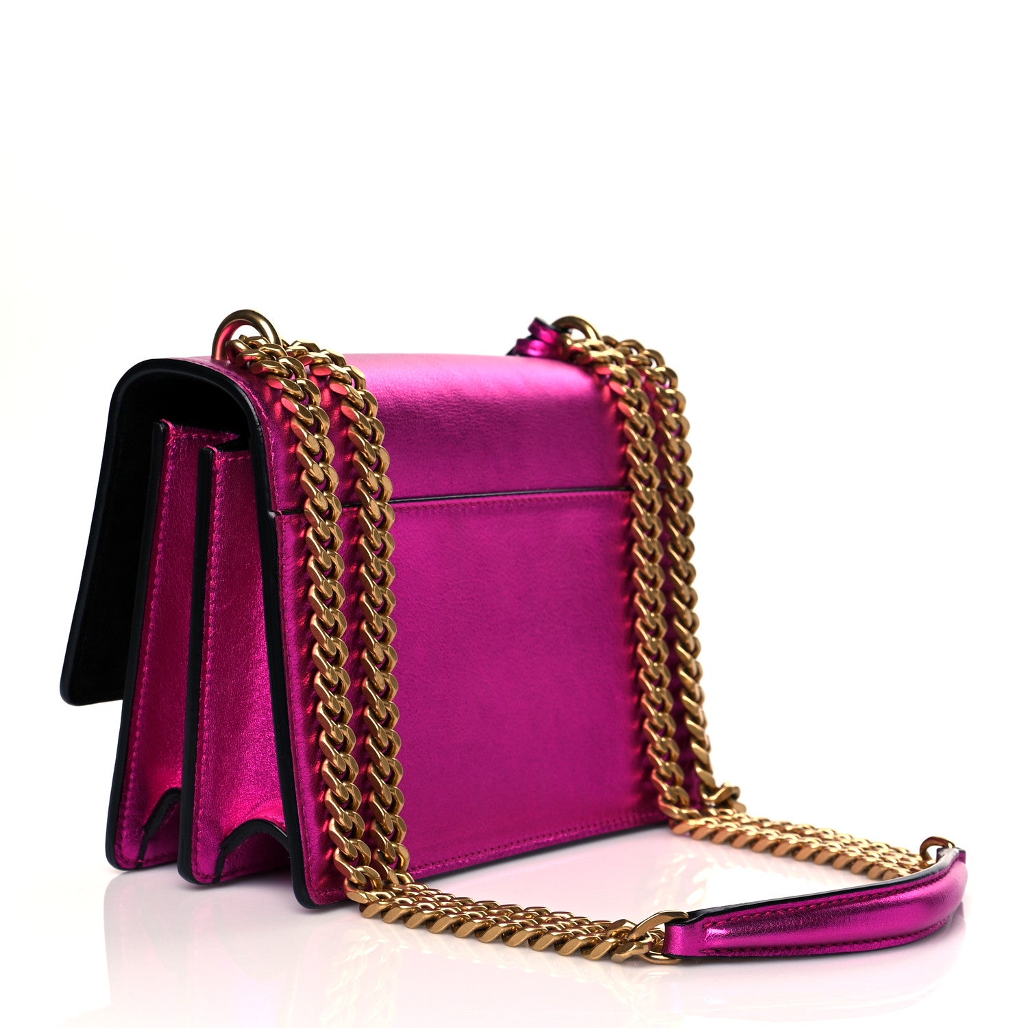 Saint Laurent Metallic Calfskin Small Monogram Sunset Fuchsia 2 of 8
