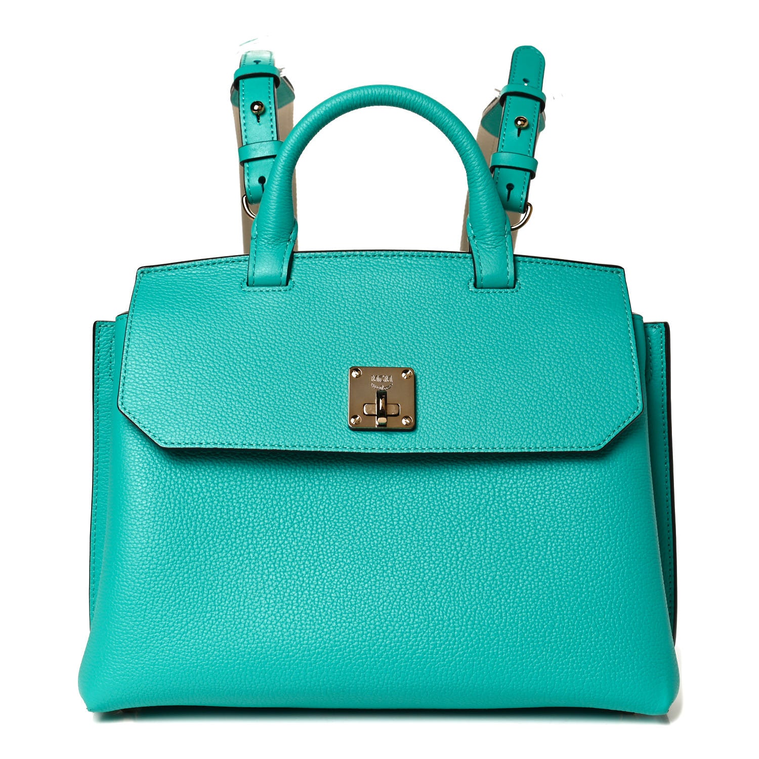 MCM Grained Calfskin Medium Milla Convertible Backpack Oasis Green 1 of 8