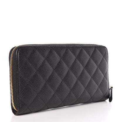 Chanel Caviar Quilted Large Gusset Zip Around Wallet Black 3 of 9