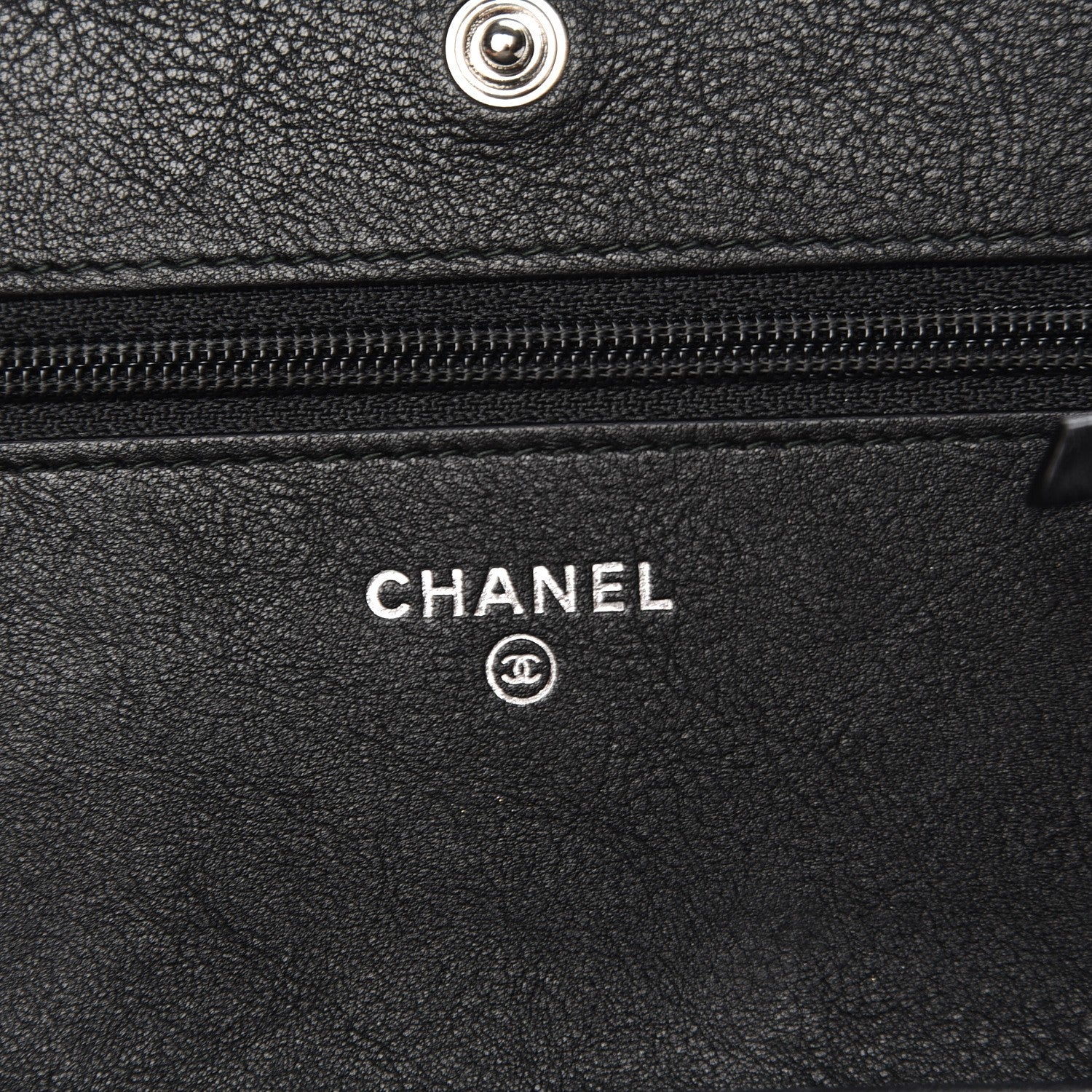 Chanel Crumpled Calfskin Quilted Wallet On Chain WOC So Black 5 of 9