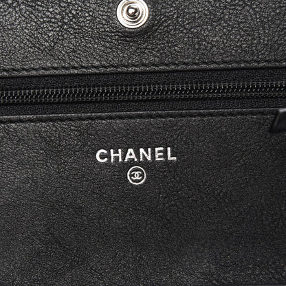 Chanel Crumpled Calfskin Quilted Wallet On Chain WOC So Black 5 of 9