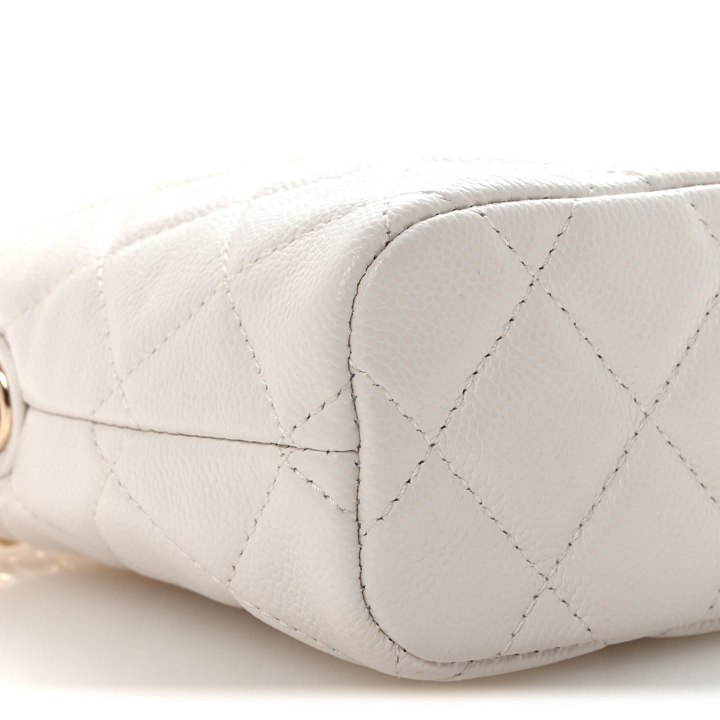 Caviar Quilted Hobo Clutch With Chain White