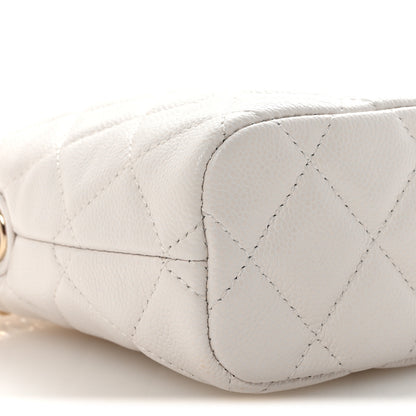 Chanel Caviar Quilted Hobo Clutch With Chain White 9 of 11