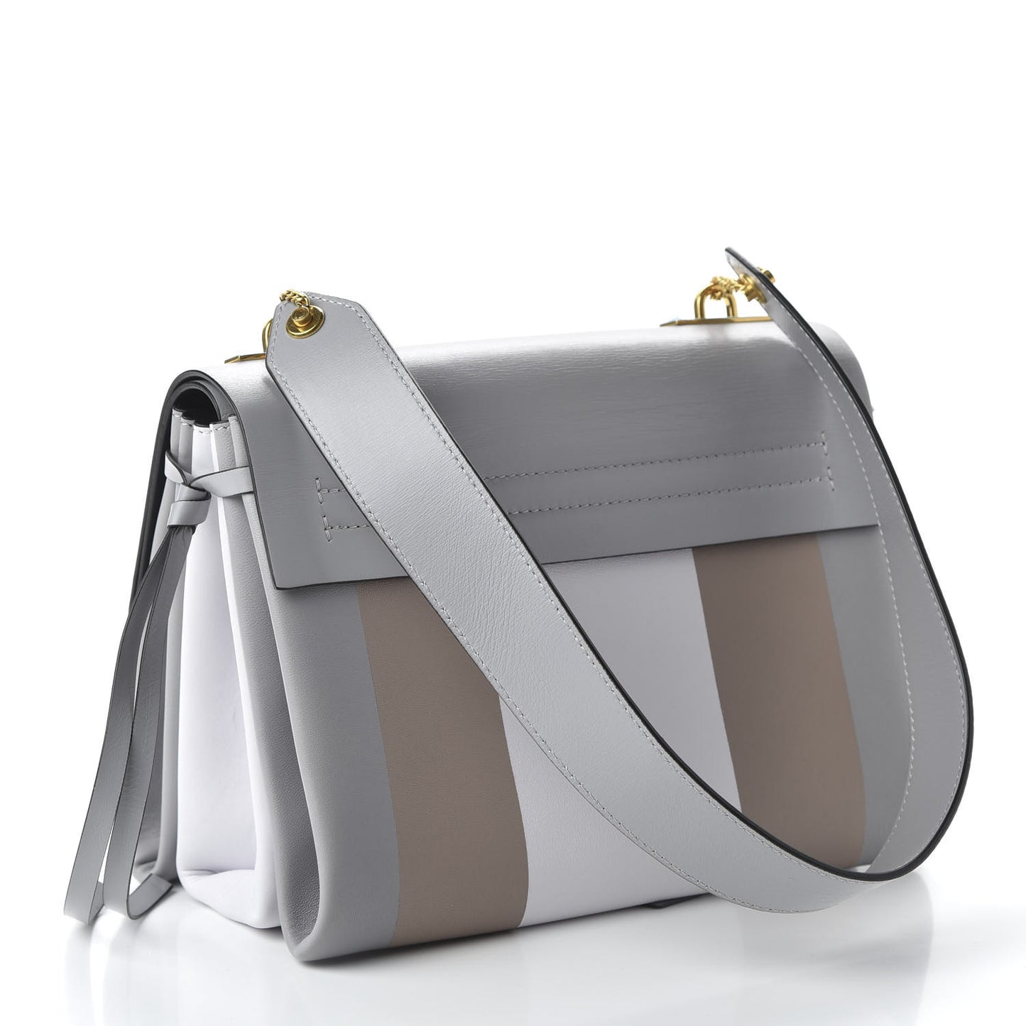 Smooth Calfskin Small Colorblock Vring Shoulder Bag Pastel Grey