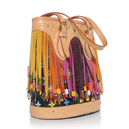 Louis Vuitton Monogram Multicolor Fringe Bucket Black 3 of 7