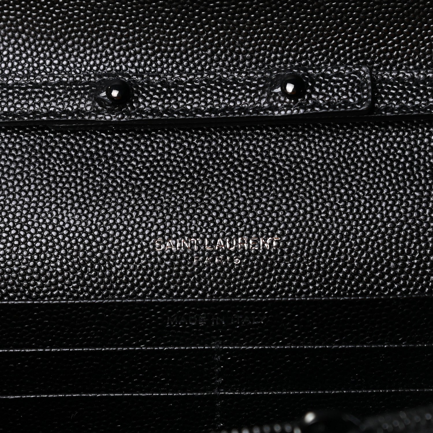 Saint Laurent Grain De Poudre Matelasse Chevron Monogram Chain Wallet Black 6 of 10