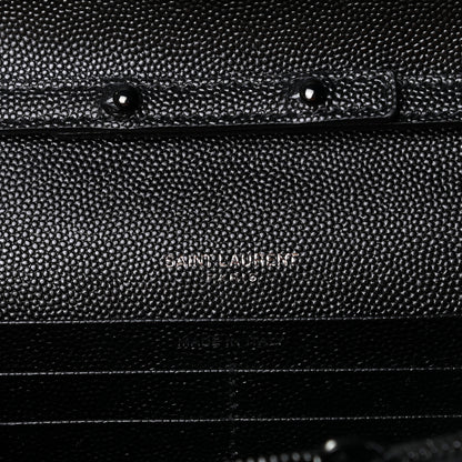 Saint Laurent Grain De Poudre Matelasse Chevron Monogram Chain Wallet Black 6 of 10