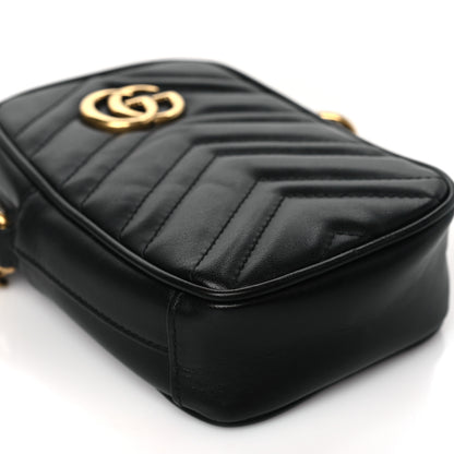Gucci Calfskin Matelasse Mini GG Marmont Crossbody Bag Black 8 of 10