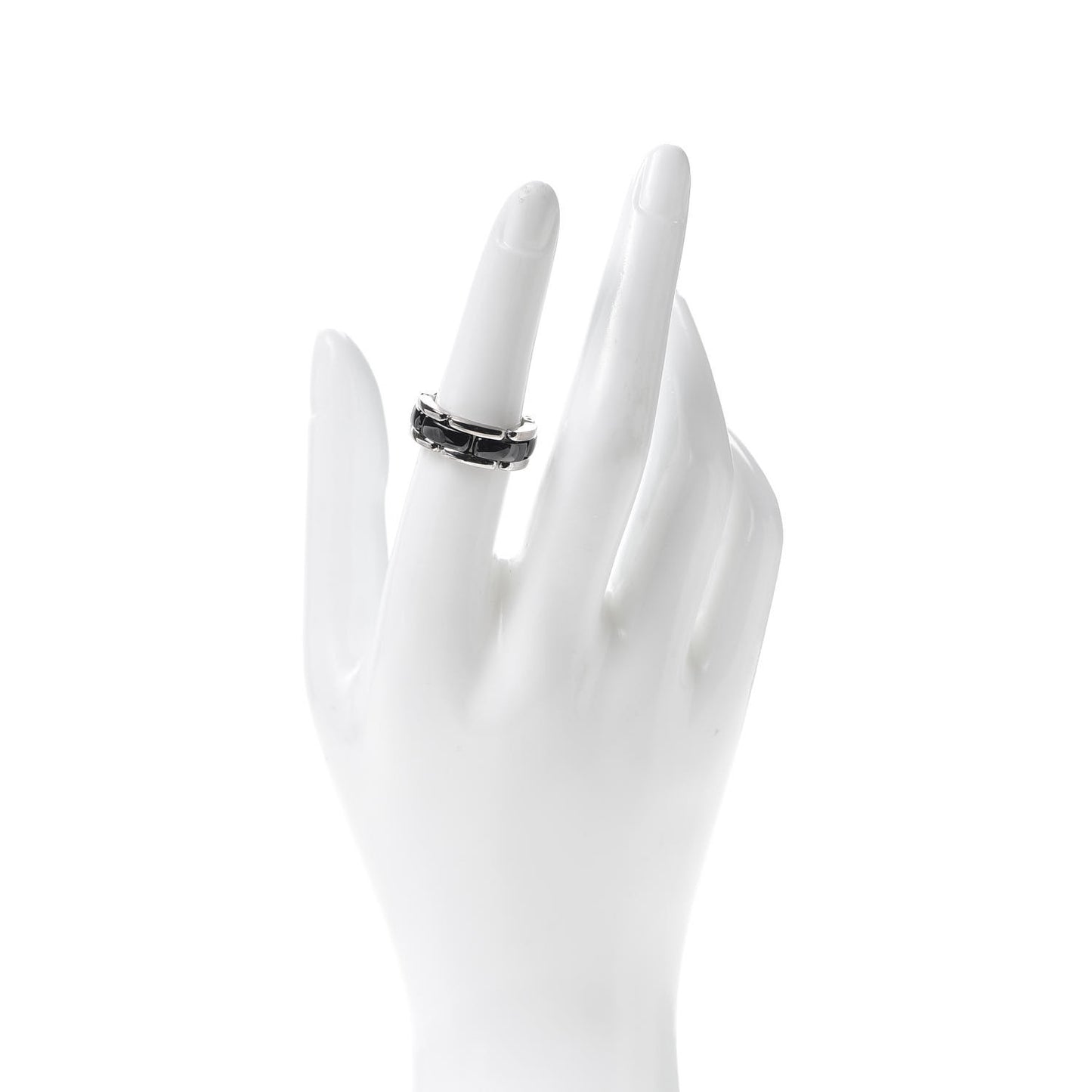 18K White Gold Black Ceramic Medium Ultra Ring 51 5.75