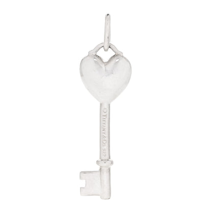 Tiffany Sterling Silver Enamel Heart Key Pendant Blue 3 of 4