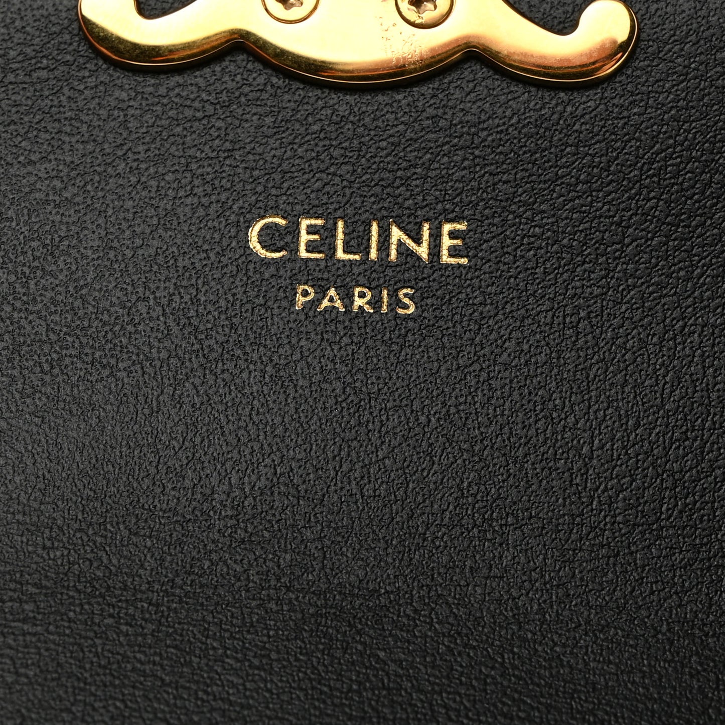 Shiny Calfskin Triomphe Flap Card Holder Black