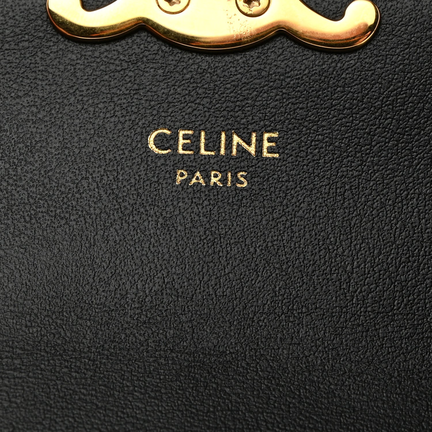 Celine Shiny Calfskin Triomphe Flap Card Holder Black 6 of 9