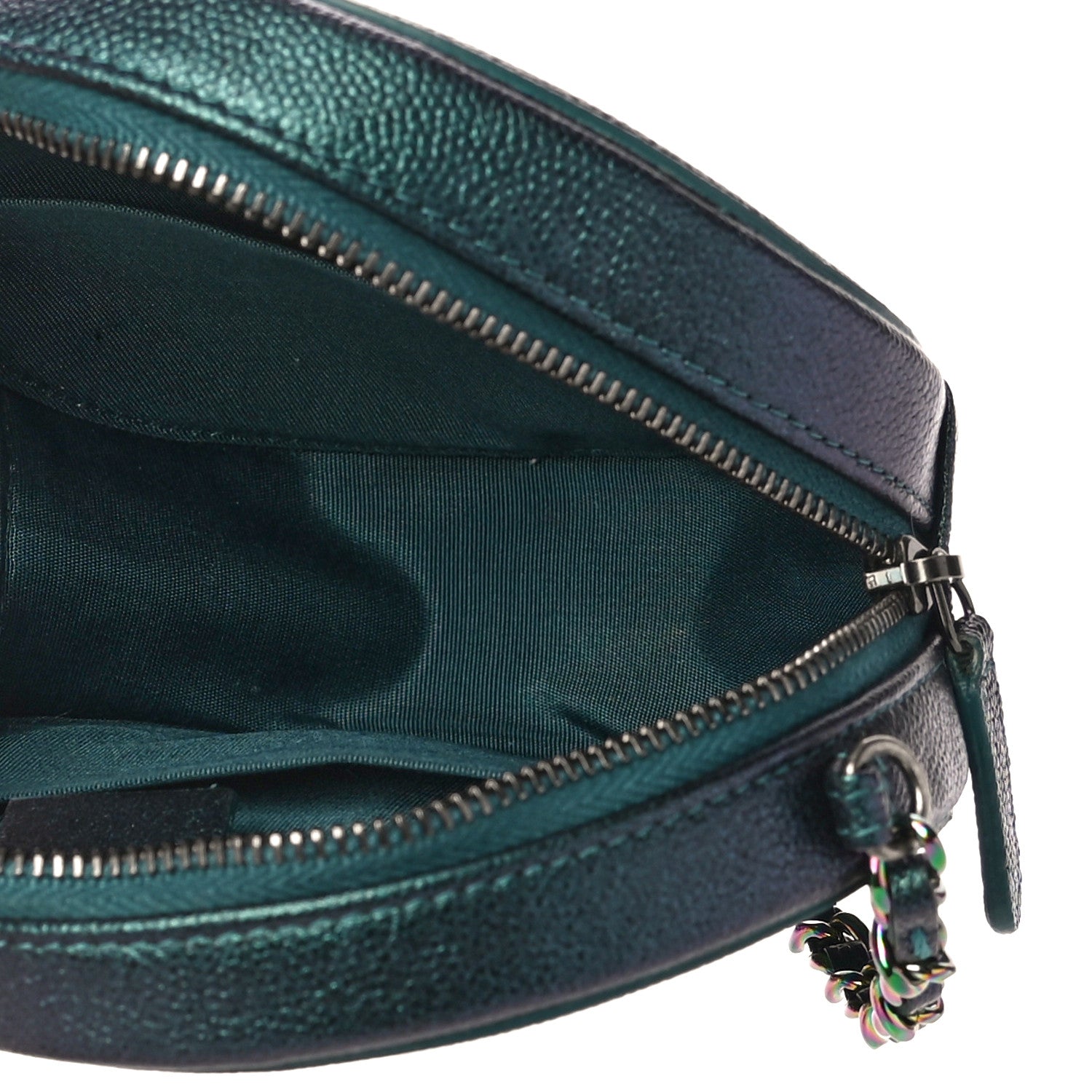 Chanel Iridescent Caviar Quilted Round Filigree Crossbody Dark Turquoise 5 of 10