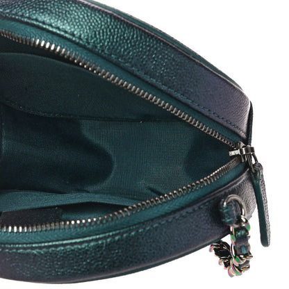 Chanel Iridescent Caviar Quilted Round Filigree Crossbody Dark Turquoise 5 of 10