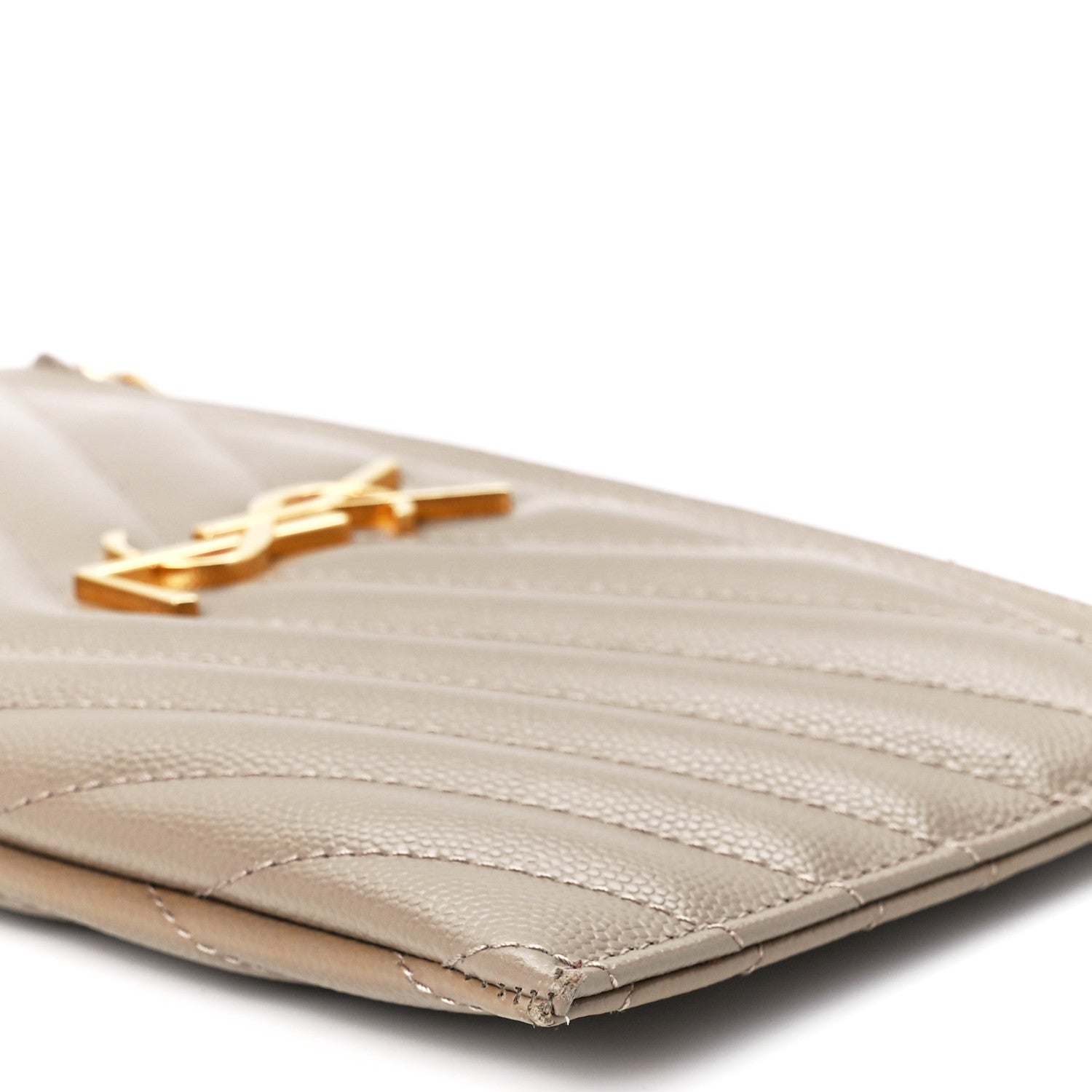 Saint Laurent Grain De Poudre Chevron Monogram Bill Pouch Dusty Grey 11 of 12