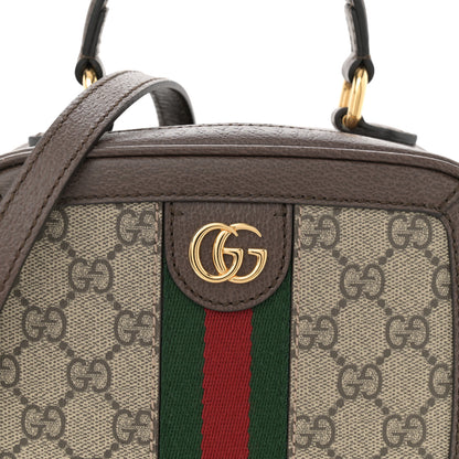 Gucci GG Supreme Monogram Textured Dollar Calfskin Mini Ophidia Top Handle Square Shoulder Bag Beige Ebony New Acero 8 of 10