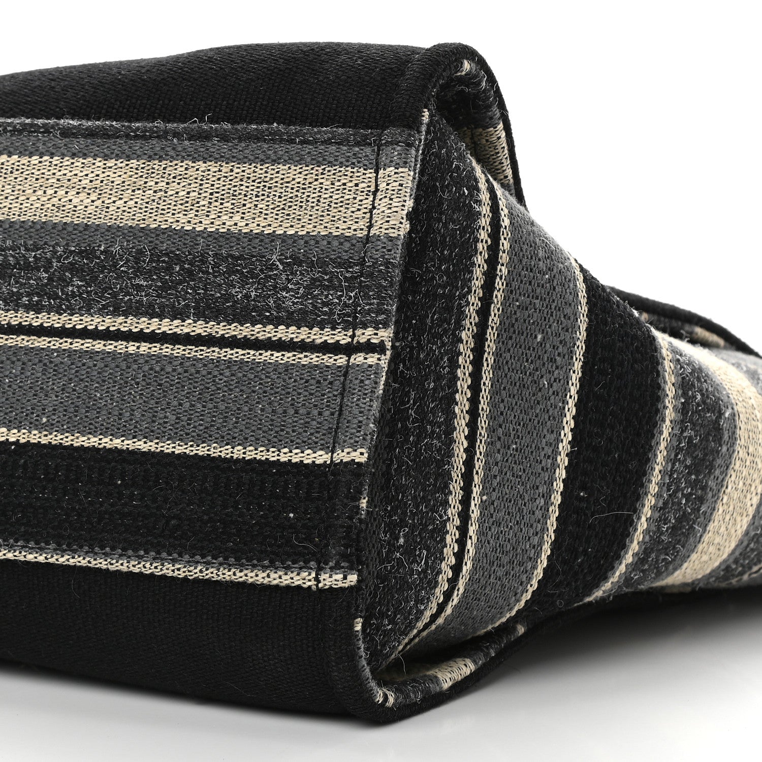 Chanel Striped Canvas Medium Deauville Tote Grey Black 9 of 9