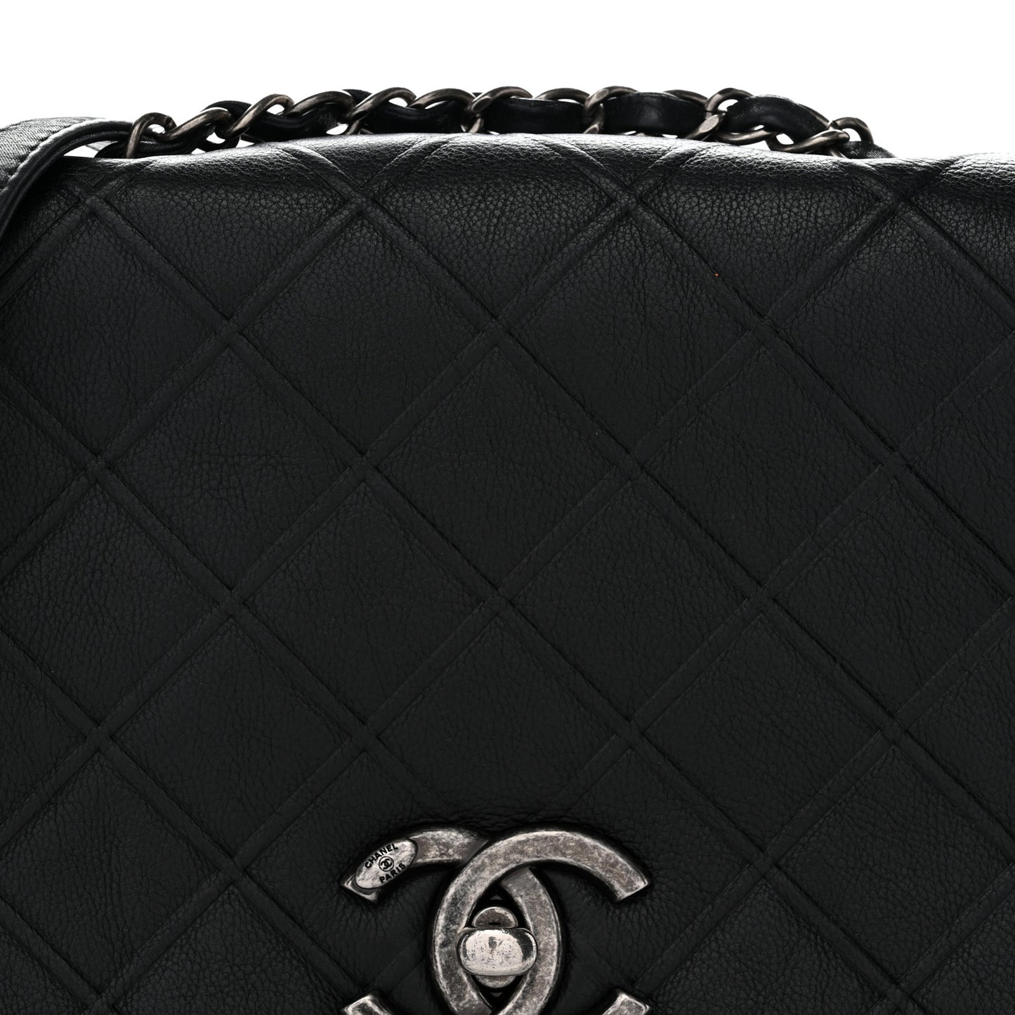 Calfskin Diamond Embossed New Chic Flap Black