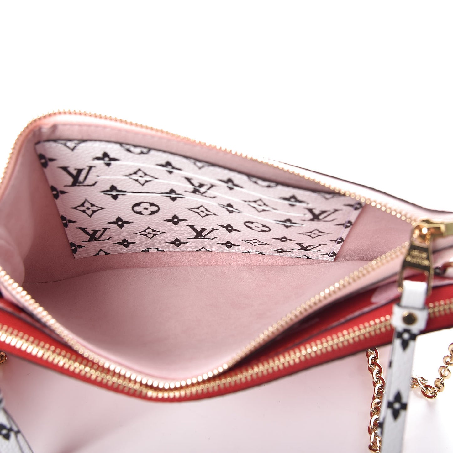 Monogram Giant Double Zip Pochette Rouge