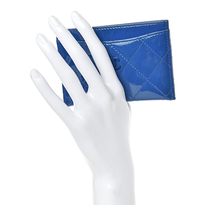 Chanel Patent Quilted Card Holder Blue 2 of 10