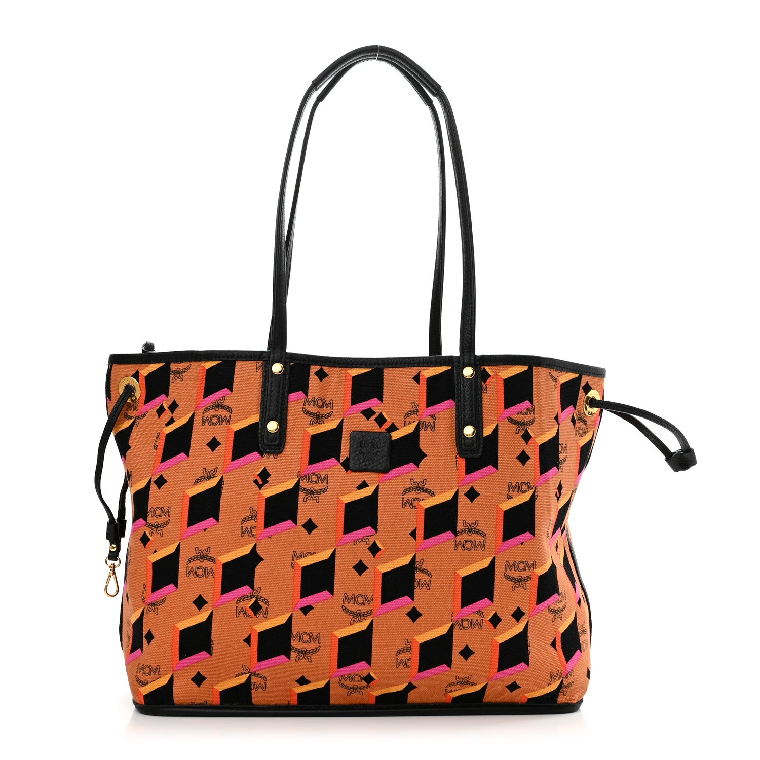 MCM Visetos Medium Project Reversible Shopper Tote Cognac 9 of 17