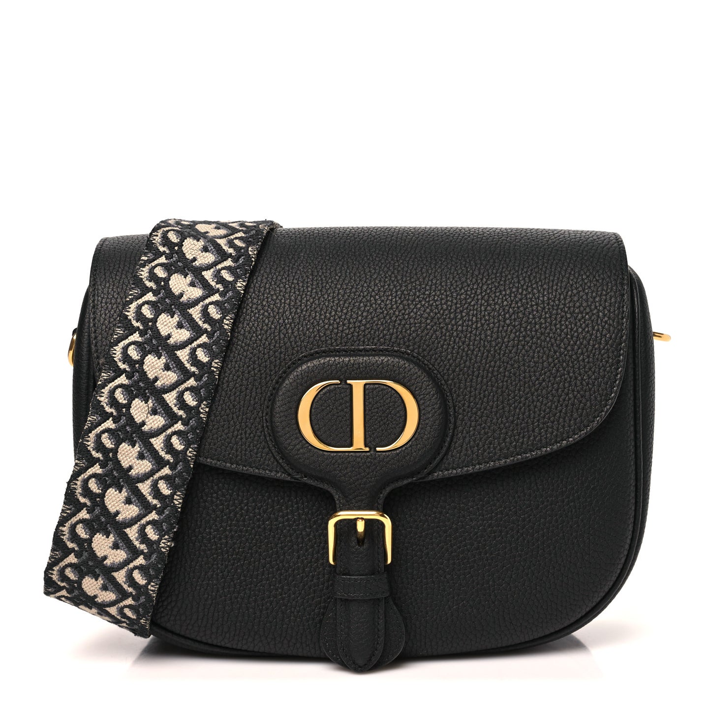 Grained Calfskin Large Bobby Flap Black