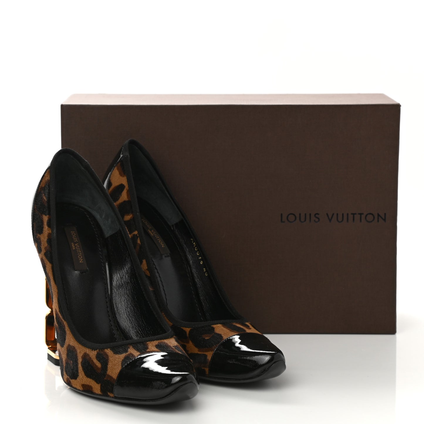 Calfskin Patent Pony Hair Pumps 40 Leopard