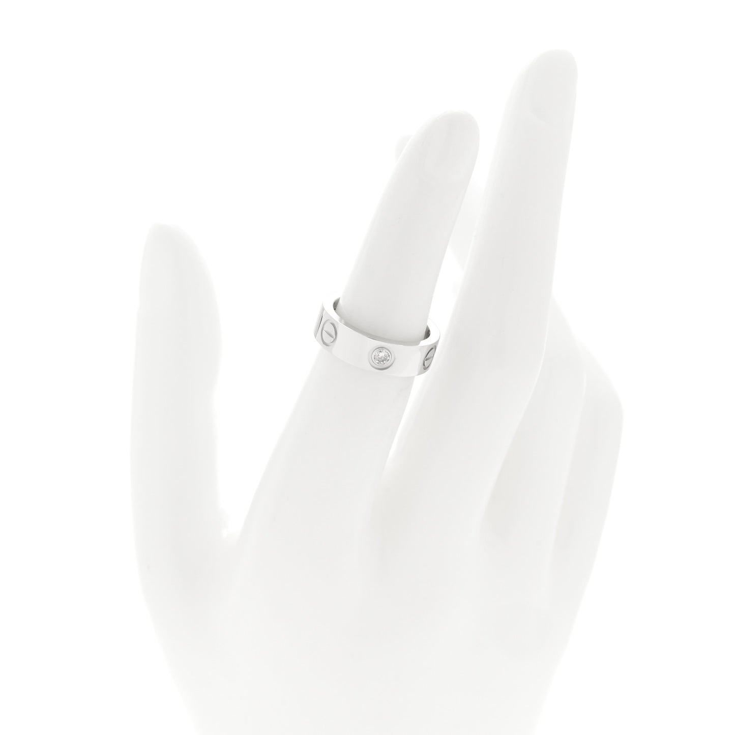 18K White Gold 3 Diamond 5.5mm LOVE Ring 49 5