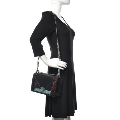 Christian Dior Lambskin Sequin Medium Diorama Flap Bag Black 3 of 15
