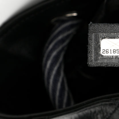 Chanel Wool Calfskin Embroidered Drawstring Backpack Navy Blue 6 of 12