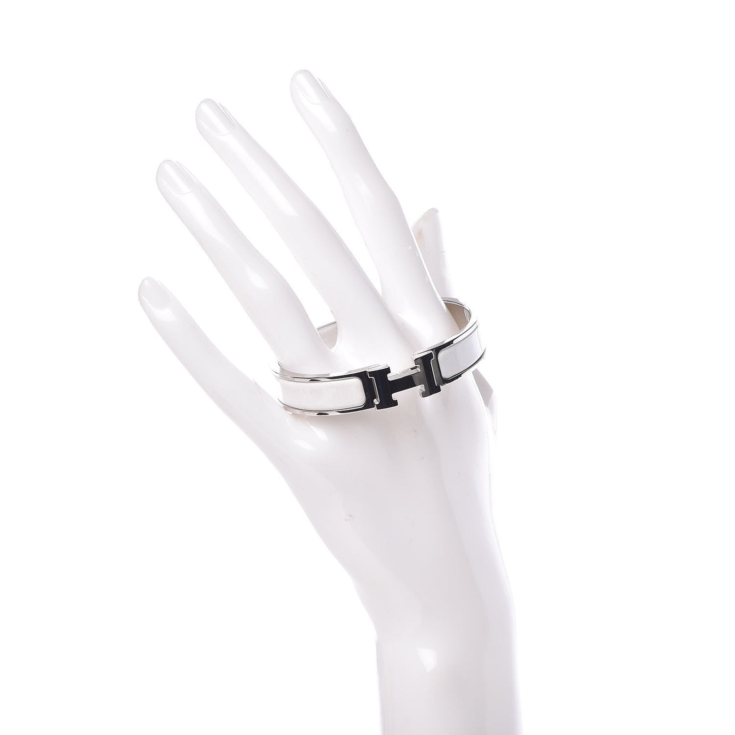 Enamel Narrow Clic Clac H Bracelet PM White