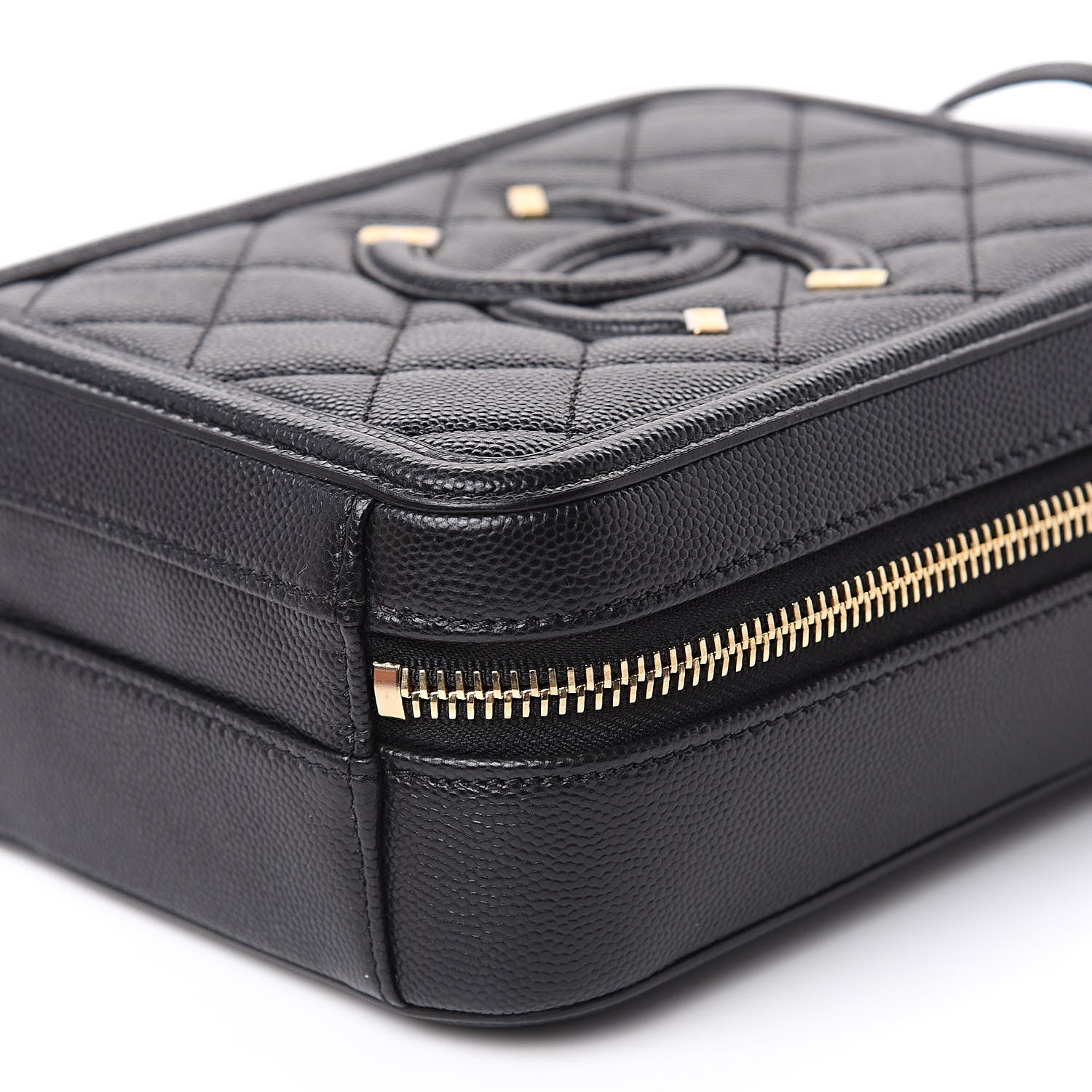 Chanel Caviar Quilted CC North South Filigree Vanity Case Black 9 of 9