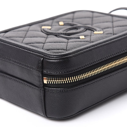 Chanel Caviar Quilted CC North South Filigree Vanity Case Black 9 of 9