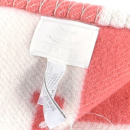 Hermes Wool Cashmere Avalon Baby Blanket Rose Airelle White 3 of 3
